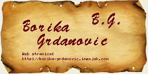 Borika Grdanović vizit kartica